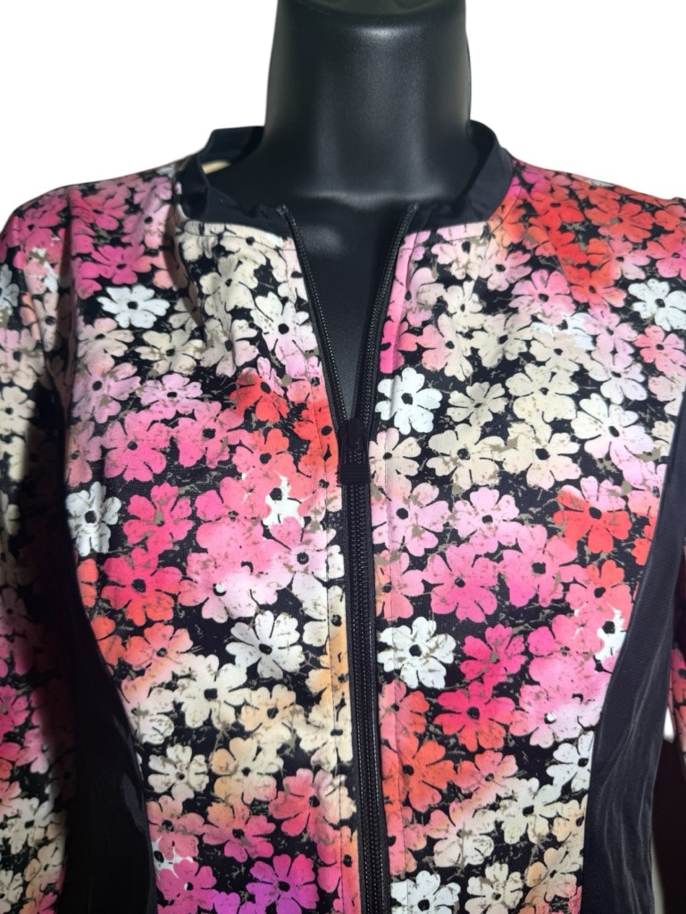 Fit4U Floral Zip Rash Guard Size 8 Fits Size 4 Built-In Bra Pink Multi-Color - Picture 2 of 8